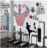 Custom 3d wall murals wallpaper 3d po wallpaper murals Gym wallpaper Brick wall exercise fitness club image wall background dec7580376