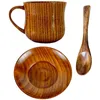 Ensembles de vaisselle Ensemble de tasses en bois faites à la main Verres à bière Fournitures de cuisine Délicat Simple Café exquis