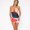 Casual Dresses Hirigin Sexy Women Axless Tube Tube Mini Dress Sleeveless Backless Summer BodyCon Short Skinny Tie Dye Print Bandeau