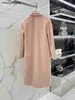 Maxmaras Cachemire Coat Womens Wool Coats 2024 Autumnwinter Star Style High End 101801 Smoke Pink Fashion Slim Fit épaissis longs Outwear