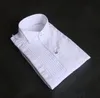 Camicia da sposo a maniche lunghe in cotone bianco di alta qualità da uomo Colletto a punta piccola piega Camicie eleganti per occasioni formali4416339