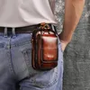 Real Leather men Casual Design Small Waist Bag Cowhide Fashion Hook Bum Bag Waist Belt Pack Cigarette Case 5.5 Phone Pouch 1609 240117