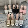 Crystal Women's Platform Sandal Shoes Designer Sandaler Kvinna Crisscross Leather Chunky High Heel Slide On Peep Toe Luxury Rhinestone Fashion Letters Top Quality