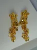 Boucles d'oreilles pendantes fleur dorée exagérée longue Style cour chinoise rétro magnifique femmes Piercing