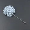 Brooches Men's Advanced Chic Cloth Art Hand-made Pink Blue Floral Flower Brooch Lapel Pin Bridegroom Wedding Suit Accessories