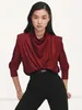Kvinnors blusar 2024 Fashion and Casual Temperament Slim-Fit Fold Design Shirt Retro långärmad dragkedja