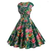 Sukienki swobodne sukienki kwiatowa z krótkim rękawem w chińskim stylu nadruk v szyja midi z sylwetką A-line High talia