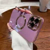 Revestimento de luxo magnético para casos de carga sem fio Magsafe lente da câmera protetor de filme de vidro macio TPU capa à prova de choque para iPhone 15 14 13 12 11 Pro Max