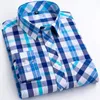 2024 Maat S-8XL Overhemd Heren Dunne Geruite Stof Katoen Uitstekende Comfortabele Slim Fit Knop Kraag Business Casual Shirt 240117