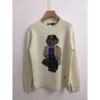 Tasarımcı RL Polo Ralp Laurens Bear Sweater Kadınlar Kış Karikatür Külkü Gündelik Moda Örgü Kapşonuk 2024 Yeni Uzun Kollu İşlemeli Mürettebat Boyun Gömlek Q5BJ 0RNO