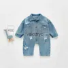 Pullover Spring Autunno neonato per bambini Ni bambini Giovani pagliaccio a maniche lunghe in denim abiti da arrampicata per neonati Vengono vestiti di moda H240508