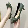 Dress Shoes Women's Year Spring And Autumn For Children Versatile Middle Heels Girls Shallow Mouth High Heel 5435