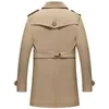 Double-Breasted Herfst Trenchcoat Mannen Jassen Casual Uitloper Windjack Slanke Revers Lange Jassen Grote Maat S-3XL 240117