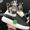 Partihandel toppkvalitet designers skor äkta läder mode hög plattform män kvinnor sneakers manlig kvinnlig svart vit tjock sula vulkaniserar avslappnad sneaker