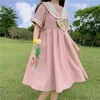 Casual Dresses 2024 Sailor Collar Navy Dress Japanese Lolita Sweet Bow-Knot Girl Retro Kawaii Preppy Style Short Sleeve Women