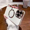 Luxury Plating Magnetic For Magsafe Wireless Charge Cases Camera Lens Glass Film Protector Soft TPU stötsäkert täckning för iPhone 15 14 13 12 11 Pro Max