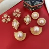 Studörhängen Vintage Courtly Style Barock Round Pearl Fashion Earring Ear Clips for Women Party Jewelry Accessories Gift