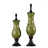 装飾的な置物ZQアメリカンおよびヨーロッパスタイルのヴィンテージオーナメントフルーツポットグリーン花瓶の家の装飾