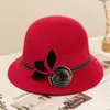 Beralar Ana Parti Şapka Zarif Anne Dome Cap Bowler Yün Bayanlar Sonbahar Kış Fedoras Saf Renkli Kılavuz Vintage Caz