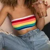 Kvinnor BLOUSES SHIRTS 2018 Nya kvinnor Rainbow Seamless Bandeau Crop Tube Top Strapless Wrap Bustier Bra YQ240117