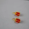 Dangle Earrings Korean Festive Year Christmas Retro Red Candy Glass Crystal Gift Box Simple For Girls