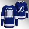 Хоккейная майка Виктора Хедмана 1000 Career Games Tampa Bay Blue White 77 Authentic Home Away Lightnings