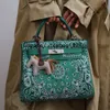 Designer sacos de ombro 28cm 10a qualidade espelho profundo verde total bordado artesanal limitado estilo nacional bolsas estilo personalizado especial com caixa original