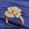 Goldstones Flower Luxury Ring 1.50CT Moissanite Solid 18k Gold Diamond Ring Fine Jewelry