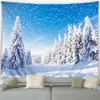 Winter Tapestry Forest Cedar Trees Sunshine White Window Nature Landscape Christmas Wall Hanging Home Living Room Bedroom Decor 240117