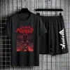 Anime Berserk Tweedelige pakken Zwart sportpak Casual set 100% katoen Shirt met korte mouwen Zomer Shorts met trekkoord Vijfde broek 240117