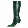 Bottes Sexy Femmes Cuisse Haute Genou Talon Mince Chaussures Be Toe Stiletto Retour Zipper Serpentine Stretch Dames 220901