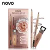 NOVO Waterproof Long Lasting Eyebrow Pencil With 3pcs pencil Refill3pcs Eye Brow Templates Beauty Makeup Tool Kit 240116
