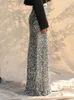 Skirts Ladies Sexy Full Sequined Shining Long Skirt Chic Women Patchwork Slim Fit Silver Female Streetwear Casual 2024