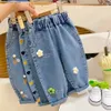 Jeans 2023 Fashion Girls Jeans For Kids Clothes Flowers Denim Pants Autumn Baby Girl Straight Trousers 1-6 Years Kids Harem Jean