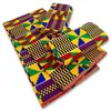 D véritable Kente cire Africain Ankara imprimé Batik Tissu haut Tissu Ghana Patchwork couture robe de mariée artisanat bricolage Pagne 240117