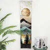 Abstract Landscape Moon Phase Tapestry Wall Hanging Mountain Sun Raise Long Tassel Tapestries for Living Room Office Wall Decor 240117