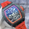 Orologio meccanico Cronografo Richardmill Orologi da polso di lusso Orologi da uomo Richardmill RM011FM Midnight Fire Global Edizione limitata di 88 nero rosso Hollowe F6JK