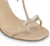Célèbre été Caterina femmes sandales chaussures avec nœud RenesCaovilla cristal embelli talons hauts fête mariage paillettes semelle dame pompes EU35-43
