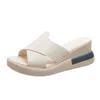 Sandales Plate-forme Wedge Sandal Femme Summer Wear 2024 Après Vide Une Ligne Flip-flop Grande Taille Talon Haut