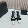 Geklede schoenen maat 35-41 voor dames echt leer puntige neus slingbacks gemengde kleuren med hakken casual pumps designer merk damesschoen