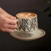 Canecas Japonês Retro Simples Cerâmica Xícara de Café e Pires Conjunto Criativo Água Matte Esmalte Leite Chá da Tarde