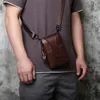 NZPJ Sac de taille en cuir pour hommes couche supérieure en peau de vache sac de téléphone portable décontracté porter ceinture épaule verticale messager sac de téléphone portable 240117