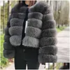 Women'S Fur & Faux Fur Womens Fur Faux Maomaokong 2023 Fashion Natural Real Coat Women Winter Warm Luxury Jacket Plus Size Outwear Fem Dhx3U