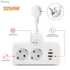 Power Cable Plug EU Plug Outlet Power Strip Wall Socket Expansion Plug PD QC3.0 Fast Charge Multitap USB Charge for Mobile iPad With Switches YQ240117