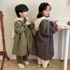 Coat 2024 Spring Kids Contrast Color Hooded Trench Jackets Boys And Girls Loose Casual Long Style Wind