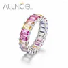 Cluster Rings ALLNOEL 925 Sterling Silver For Women Pink 3 5mm Zicron Rainbow Colorful Gemstone Full Circle Summer Gifts Fine Jewelry