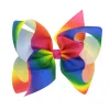 12 färger Rainbow JoJo Bows For Girls Siwa Style Hair Bows Christmas Hair Accessories Birthday Bow Cute Wear Clips Hairpins ZZ