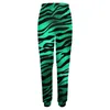 Calças femininas zebra impressão verde e preto listras harajuku sweatpants outono mulher clássico personalizado oversize calças presente idéia