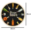 Horloges murales Happy Hour Wine Time O'Clock Booze Clock Man Cave Pub Bar Décor Restaurant Buveur Alcool Cadeaux Winery Art