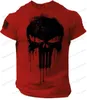 Heren t-shirts heren t-shirt 3D-print militaire patriottische schedel gevoerd t-shirt oversized korte mouwen sportkleding mannen kleding tops T-stukken T240117